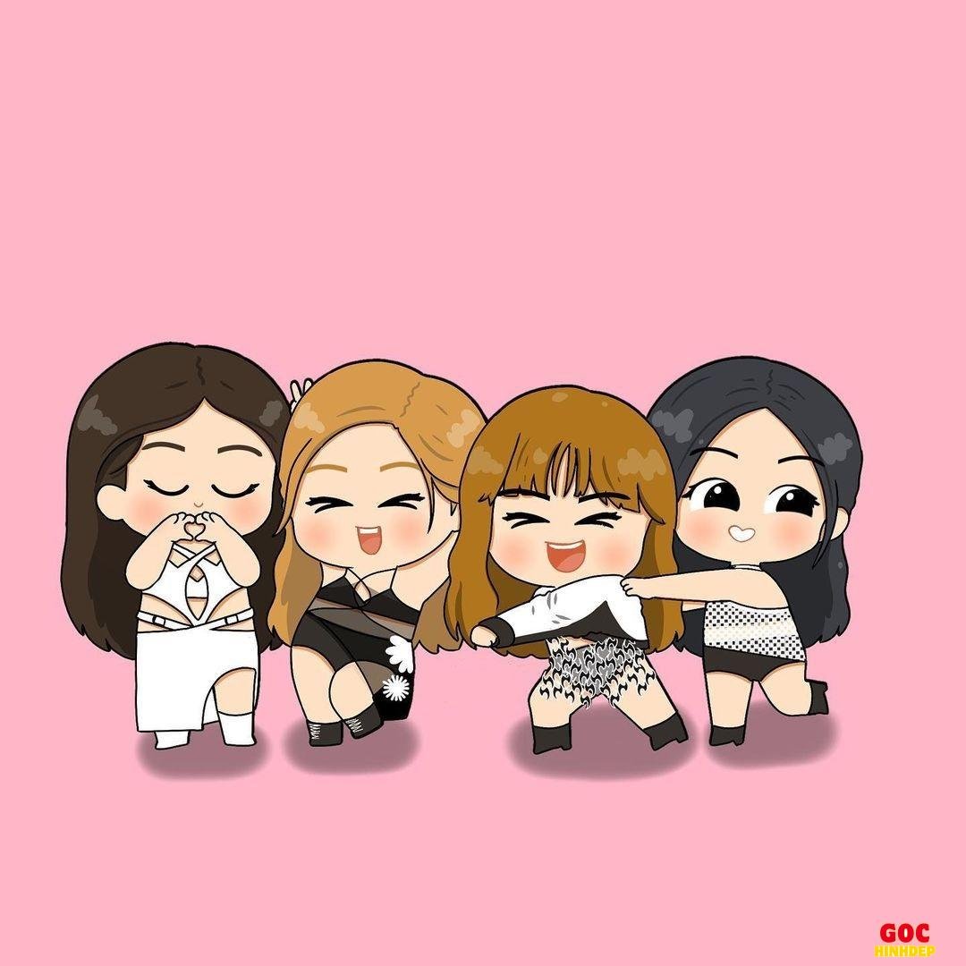 black pink chibi màu pastel đẹp