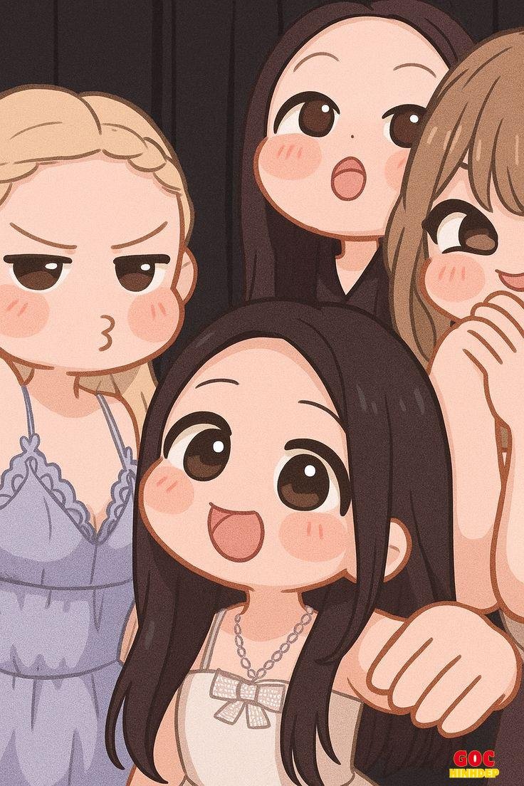 black pink chibi phong cách dễ thương