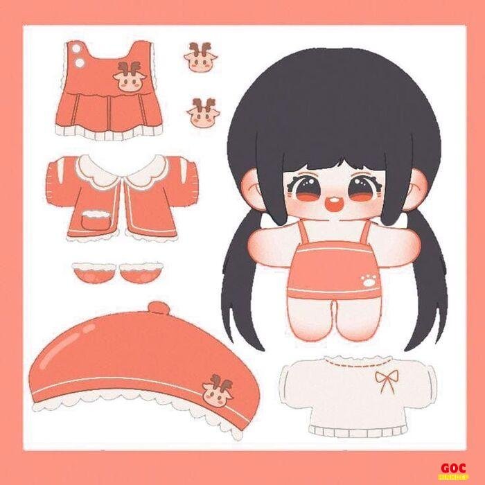 búp bê giấy chibi dễ cắt dán
