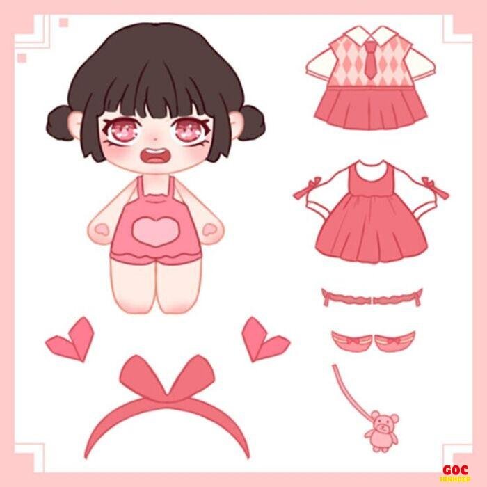 búp bê giấy chibi hình minh họa