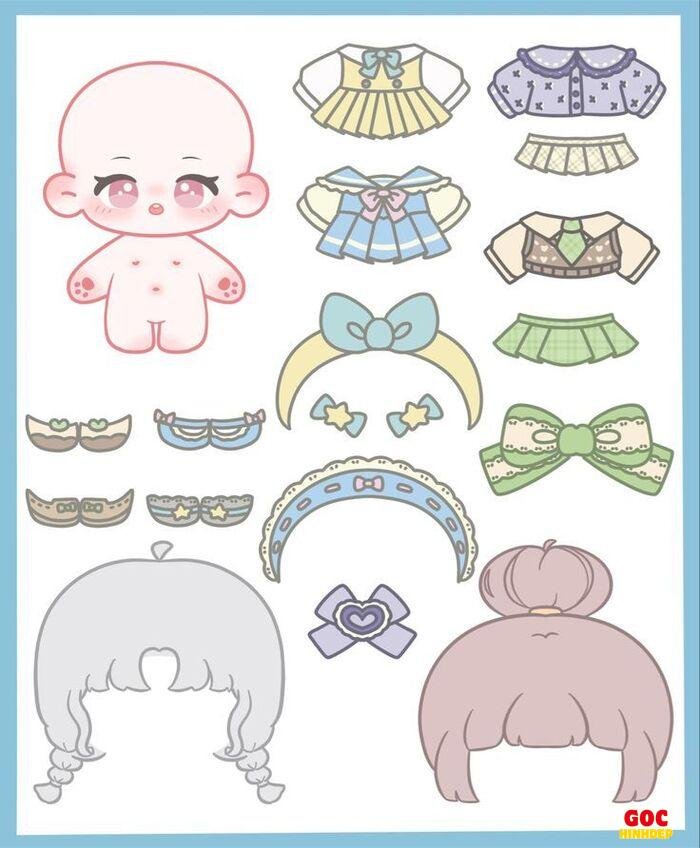 búp bê giấy chibi mini