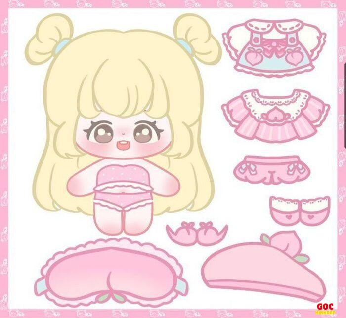 búp bê giấy chibi nhẹ nhàng