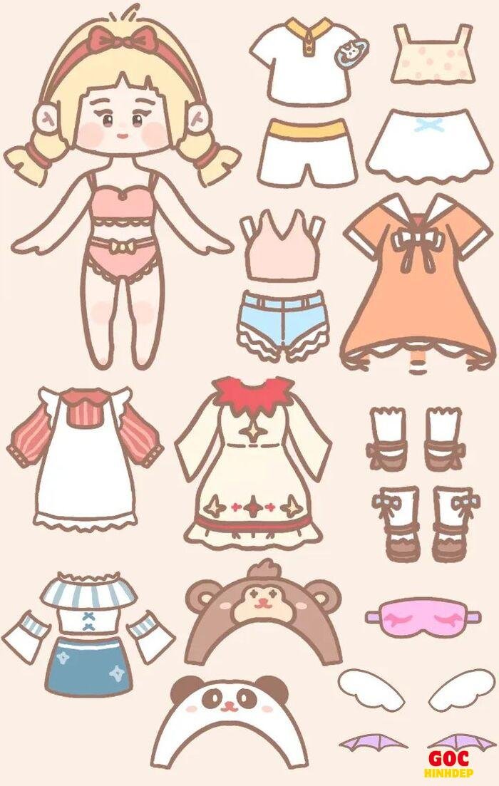 búp bê giấy chibi phong cách anime