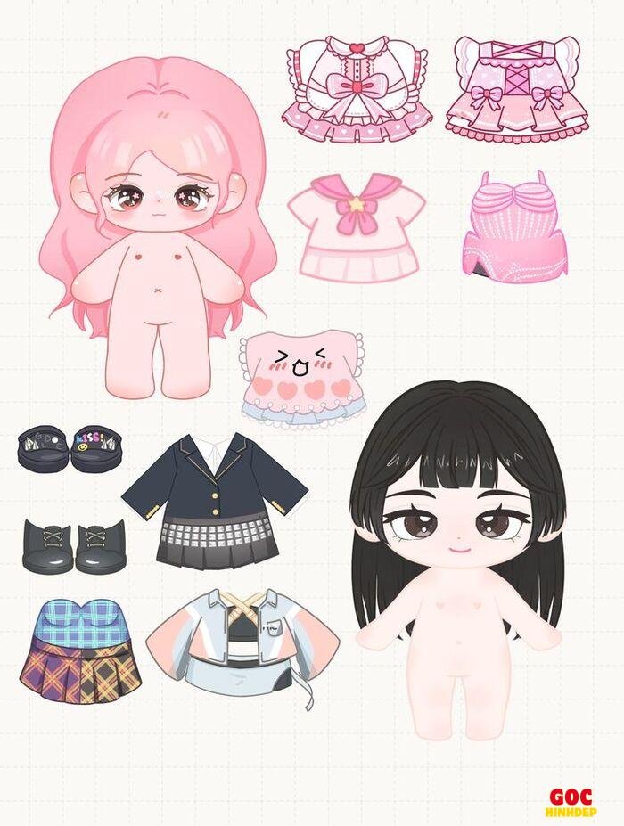 búp bê giấy chibi phong cách chibi