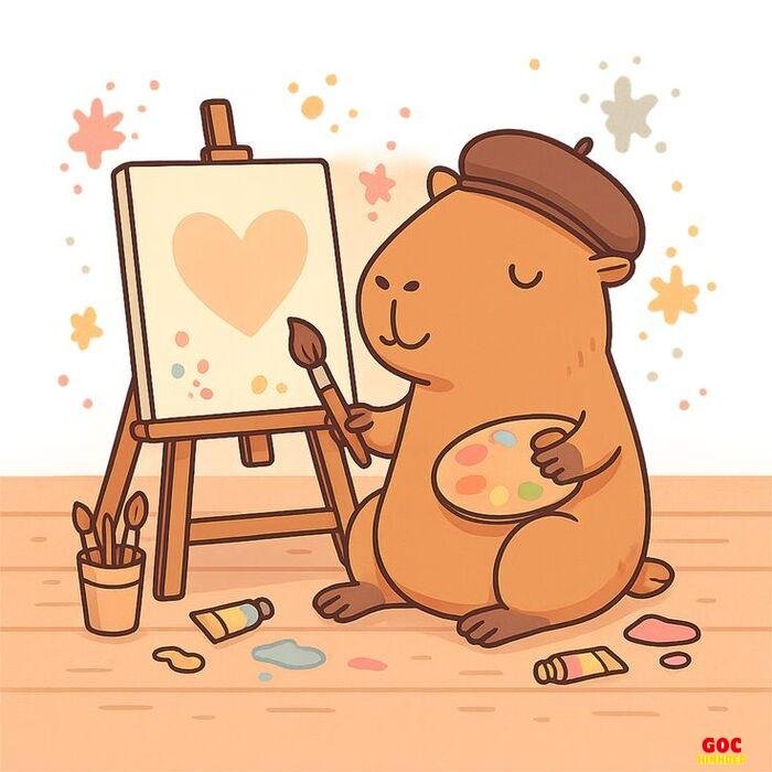 capybara chibi màu pastel