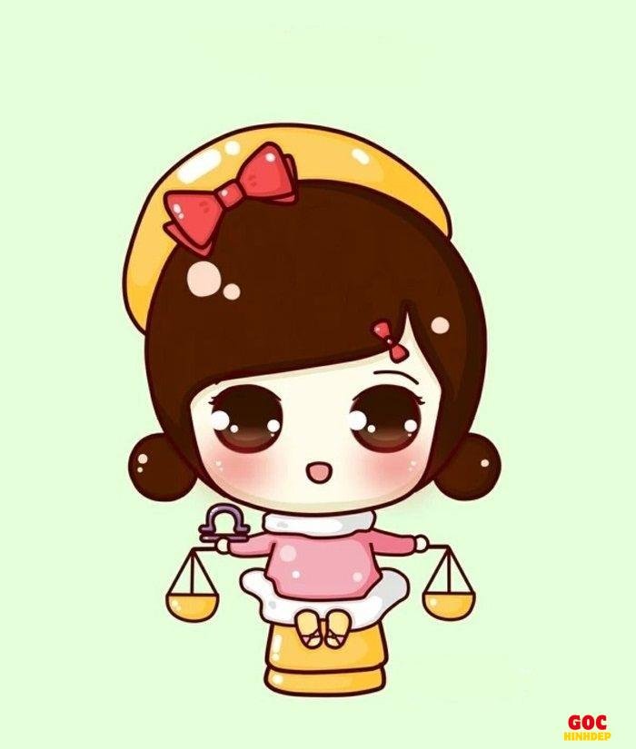 chibi thiên bình phong cách dễ thương