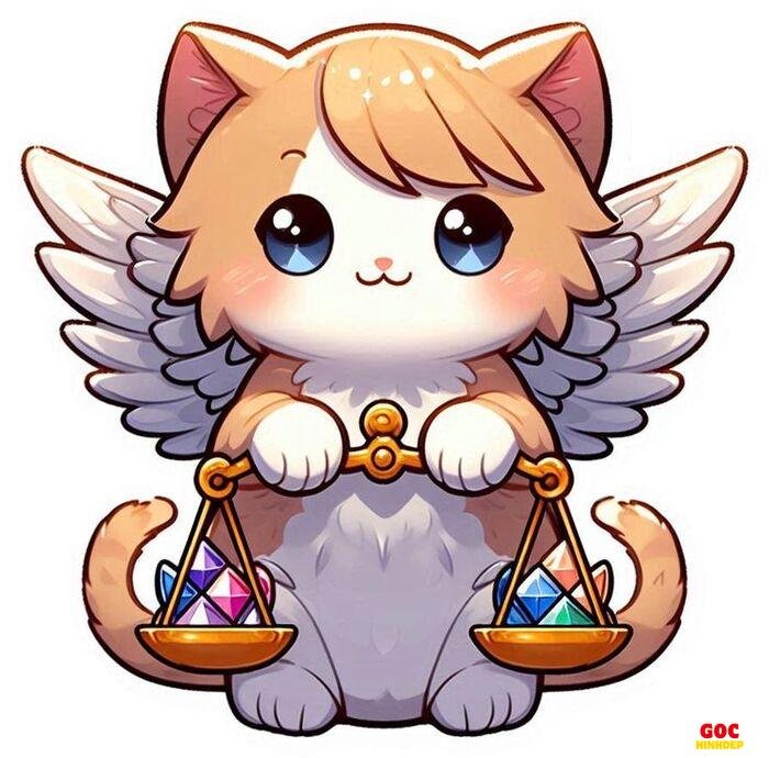 Ảnh chibi thiên bình cute làm hình nền điện thoại