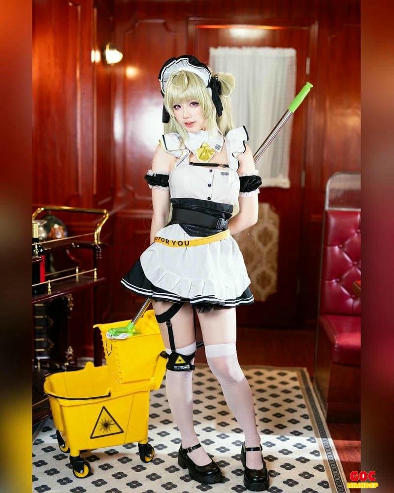 cosplay maid đào tròn