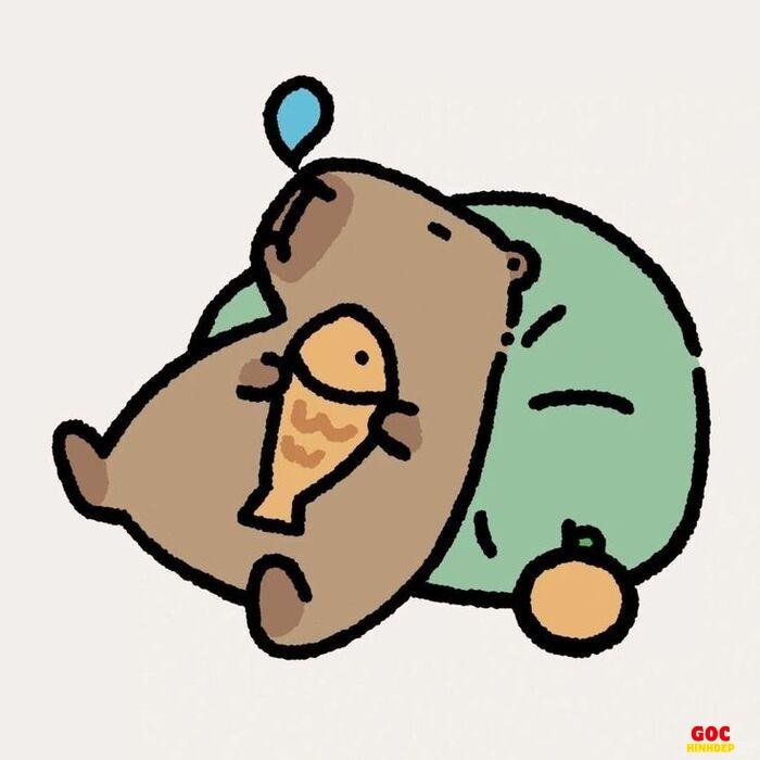 hình capybara chibi nền sáng