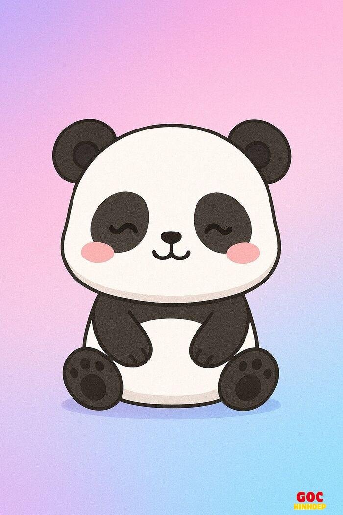 hình gấu trúc chibi pastel hologram