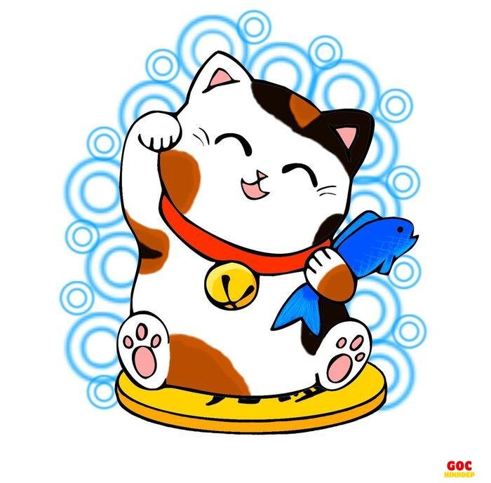 hình mèo thần tài chibi mini