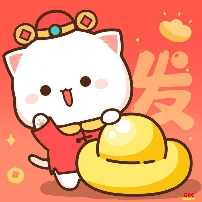 hình mèo thần tài chibi sticker