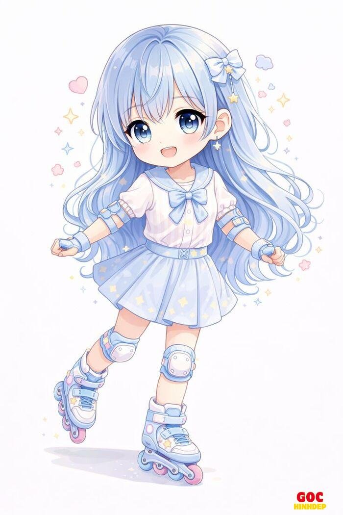 hình nền cute chibi nữ đáng yêu nhẹ nhàng