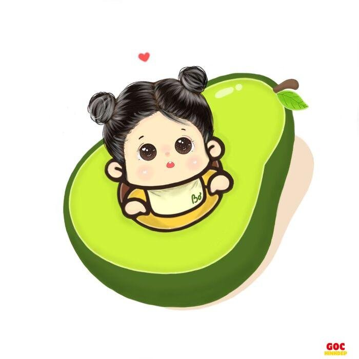 hình trái bơ chibi cute kawaii