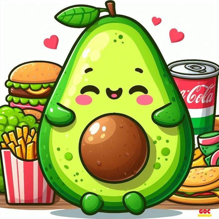 hình trái bơ chibi đáng yêu