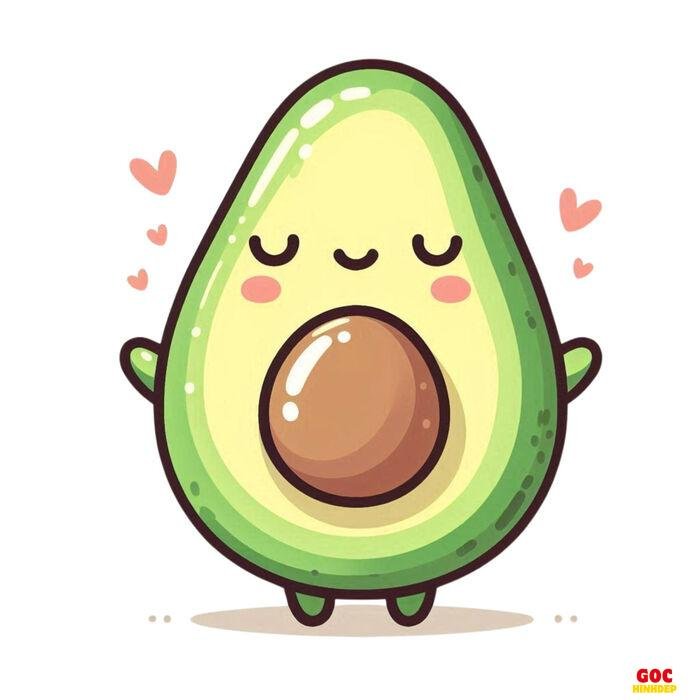 hình trái bơ chibi dễ vẽ