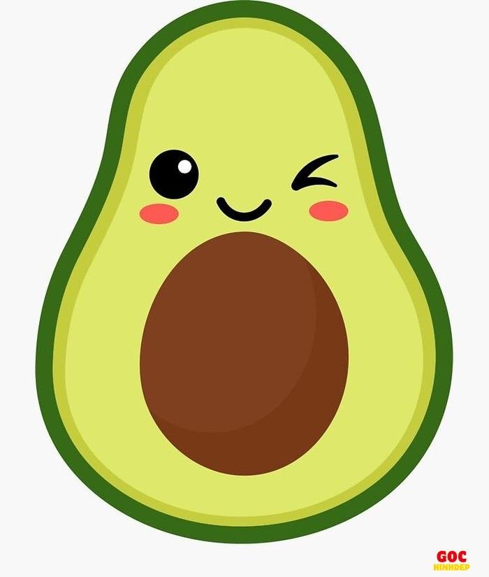 hình trái bơ chibi đơn giản