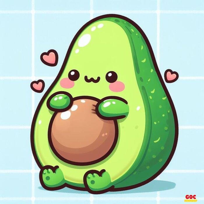 hình trái bơ chibi pastel