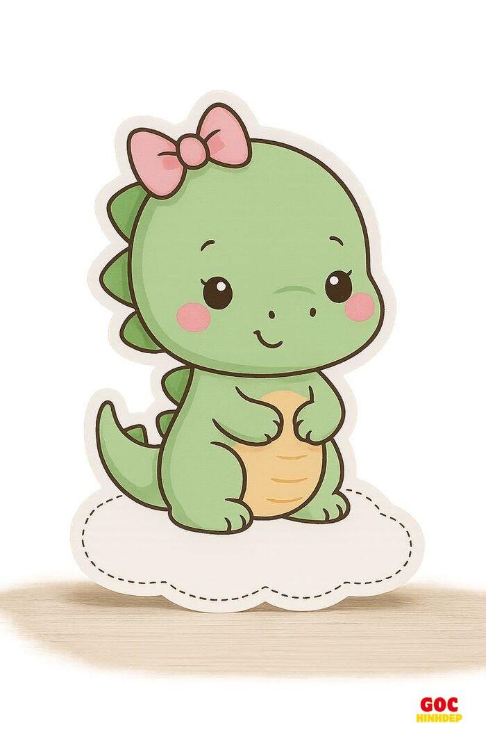 khủng long chibi màu pastel