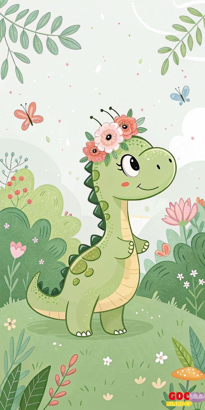 khủng long xanh chibi cute