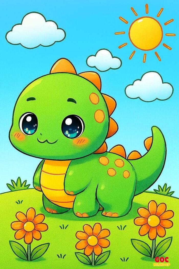 khủng long xanh chibi