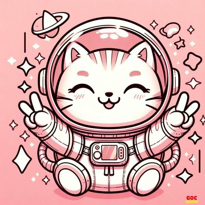 phi hành gia chibi kawaii mèo