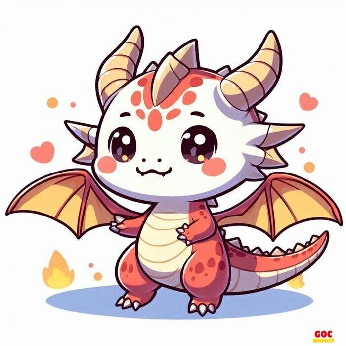 rồng chibi hoạt hình trắng