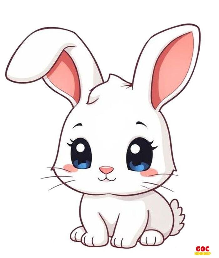 thỏ chibi dễ vẽ nền trắng